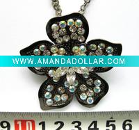 Wholesale Rhinestone Flower Pendant Necklace