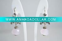 Wholesale Faceted Translucent Stone with Rhinestone Drop Earring Ladies Jewelry Accessories Earring