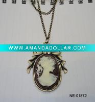 bronze base beauty head necklace came