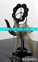 Wholesale Fashion feather earring with chain