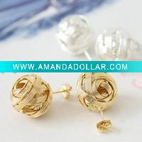 gold iron stud earring
