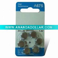 Wholesale 1.4V A675 zinc air hearing aid battery with CE certificate