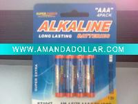 Wholesale LR03 1.5v AAA alkaline battery /4pcs blister /um-4 long lasting dry battery