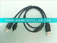 Wholesale XLY USB-013 USB Y Cable AM-AF with micro 5pin/ USB y cable with SR/micro usb