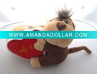Wholesale Plush monkey mobile phone holder,plush monkey cellphone stand,stuffed giraffe mobile phone accessories,plush animals with heart