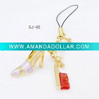 Wholesale pave stone shoe Mobile Phone strap