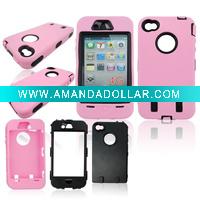 robot sweet pink hard rubberized case cver for iphone4g