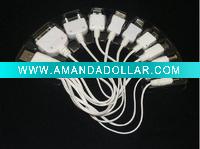 Wholesale 10 in 1 multifunctional USB charging cable/car charge cable for mobile phone /MP3/MP4/GPS