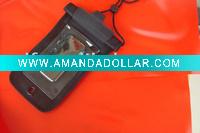 black waterproof mobile pouch