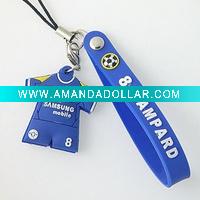 Wholesale custom 3d soft pvc mobile phone strap