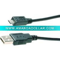 Wholesale USB 2.0 A Male to Micro 5pin Male 28/24AWG Cable w/ Ferrite Core (Gold Plated)