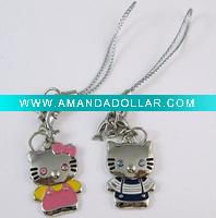 Wholesale Lovely Couple Cell Phone Strap, Silvery white,Zinc Alloy