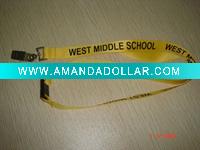 Wholesale yellow 2*90 CM polyester printed lanyard with metal clip