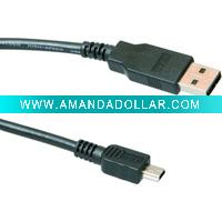 MINI USB Cable with A Male to Mini-B 5pin Male 28/24AWG w/ Ferrite Core (Gold Plated)