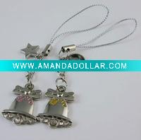 Wholesale Lovely Couple Cell Phone Strap, Silvery white,Zinc Alloy