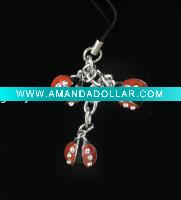 Wholesale Crystal metal Ladybug charm pendant