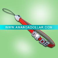 Wholesale PU/leather with slider charm mobile phone strap