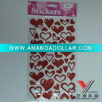 glitter sticker:red heart for love