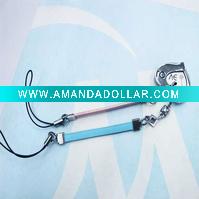 Wholesale sweethearts PU mobile phone strap