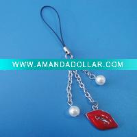 mobile phone chain-lips&pearl