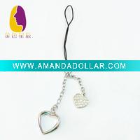 Wholesale heart charms mobile phone chain