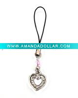 Wholesale heart shape jewelry mobile strap