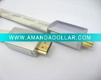 Wholesale flat HDMI cable, 19 Pin oxygen free copper, double shield, for HDTV and video games, projector, camcorder, DVD, ect