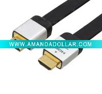 Wholesale new HDMI1.4 cable flat white color gold connectors 1080P 3D Ethernet
