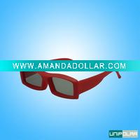 red frame circular plastic 3D glasses