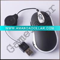 USB Retractable Cable Optical Mouse Mice PC Laptop#8025