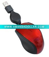 Wholesale retractable cable,mini wired optical mouse SM-256