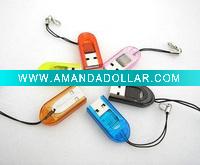 vWholesale USB Memory Card Reader For 1GB 2GB 4GB 8GB Micro SD T-Flash card mix 5 colors
