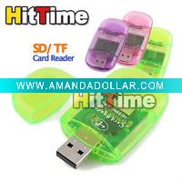 New USB 2.0 SD / Micro SD TF T-Flash Memory Card Reader Free Air Mail ONLY Wholesale