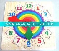 Teaching clock,learning clock,wooden clock
