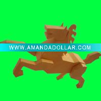 3Dyellow paper puzzle horse toy