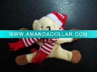 Wholesale Mini Plush Magnet Christmas Bear With Scarf And Hat