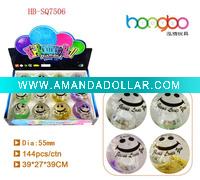 Wholesale high bouncy TPU small smile water ball with led and glitter inside