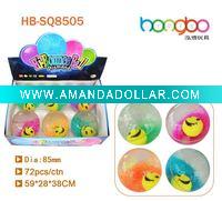 Wholesale high bouncy TPU small smile water ball with led and glitter inside