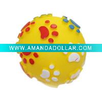 Wholesale Squeaky Footprint Ball toy for dog cat pet Yellow