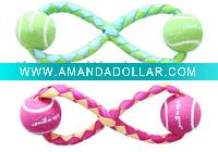 Wholesale Eight Figure PP rope with two balls toy HLT1033