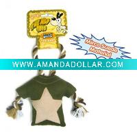Wholesale Pet toy - Micro suede dog toy jacket w/rope P3442