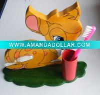 wooden toothbrush holder