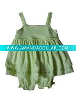 Wholesale baby green dress with stain