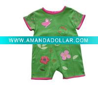 green unisex baby romper
