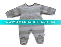 baby stripe romper with emb