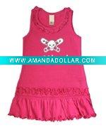 Wholesale fabric baby Infant Toddlers Diaper Pirate Dress (hot pink silver) bibs Clothing dresses baby sleeping bags t-shirts tee skirt