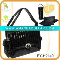 Wholesale fashion quilted patent pvc mummy diaper bag