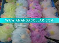 Wholesale colorful bath flower with natural sponge inside