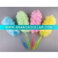 Bath mesh flower with crystal handle
