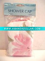 Wholesale pink fashionable solid PVC shower cap